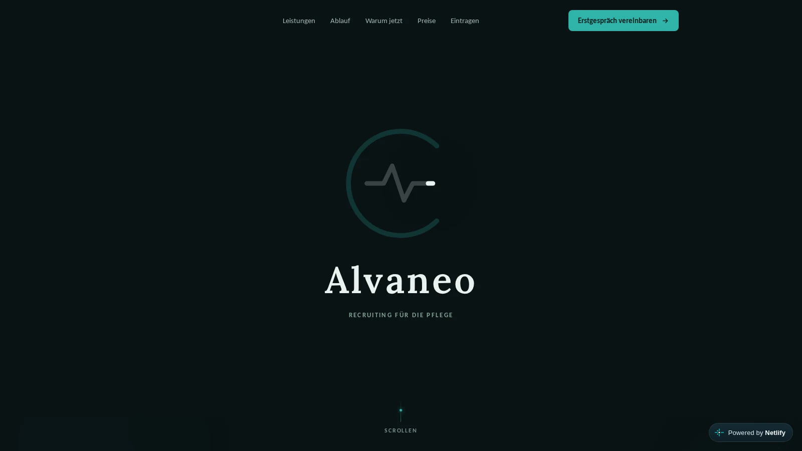 Startseite von Alvaneo für Recruiting in der Pflege